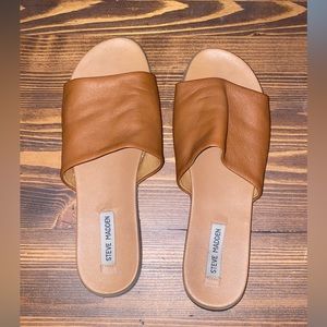 Steve Madden Brown Leather Slides